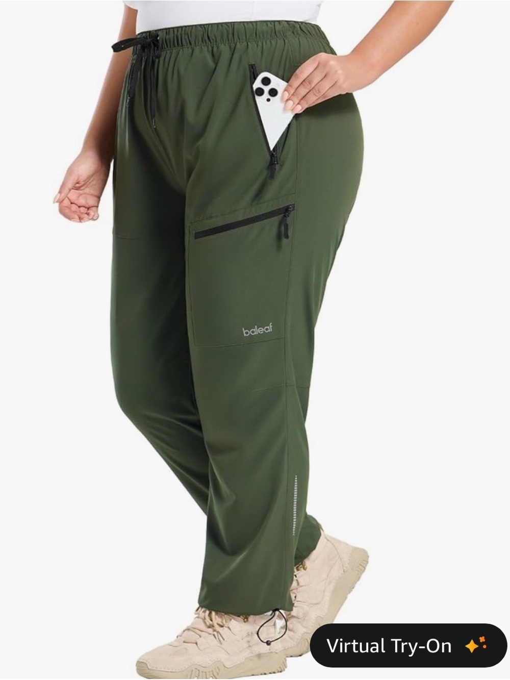 Baleaf Olive Utility Jogger Pants with Zip Pockets